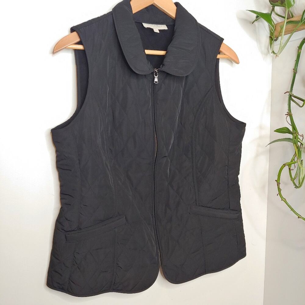 Talbots Quilted Black Vest, 14P